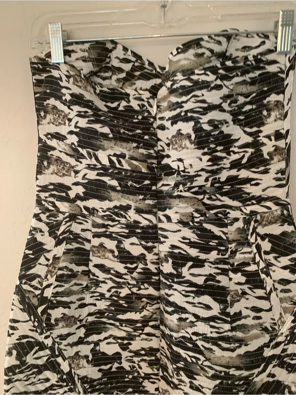 Parker Strapless Tidal Camo Patterned Ruffle-Hem Mini Dress S retail $297 - Picture 6 of 7